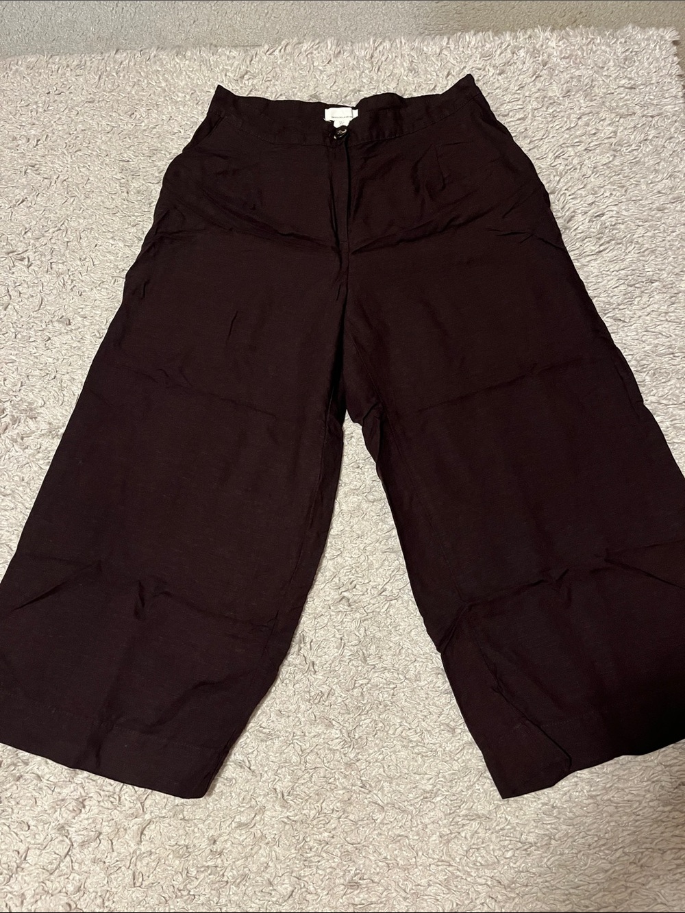 H&M Wide Leg Cropped Pants in Dark plum